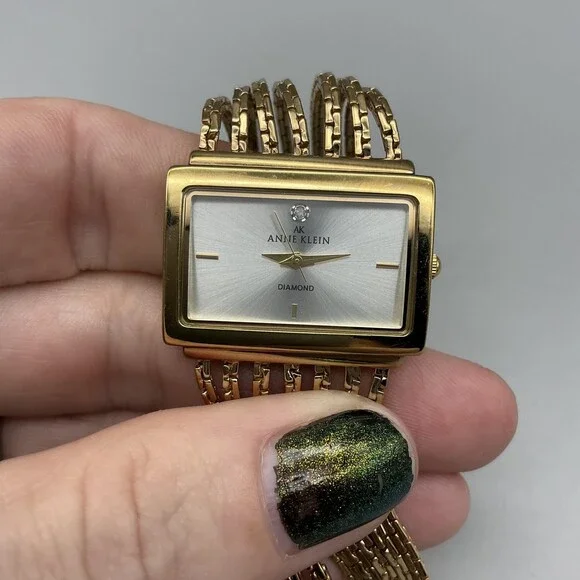 Anne Klein Womens Watch 29mm Gold Tone Diamond Multi Strand New Battery 7" - Picture 7 of 11